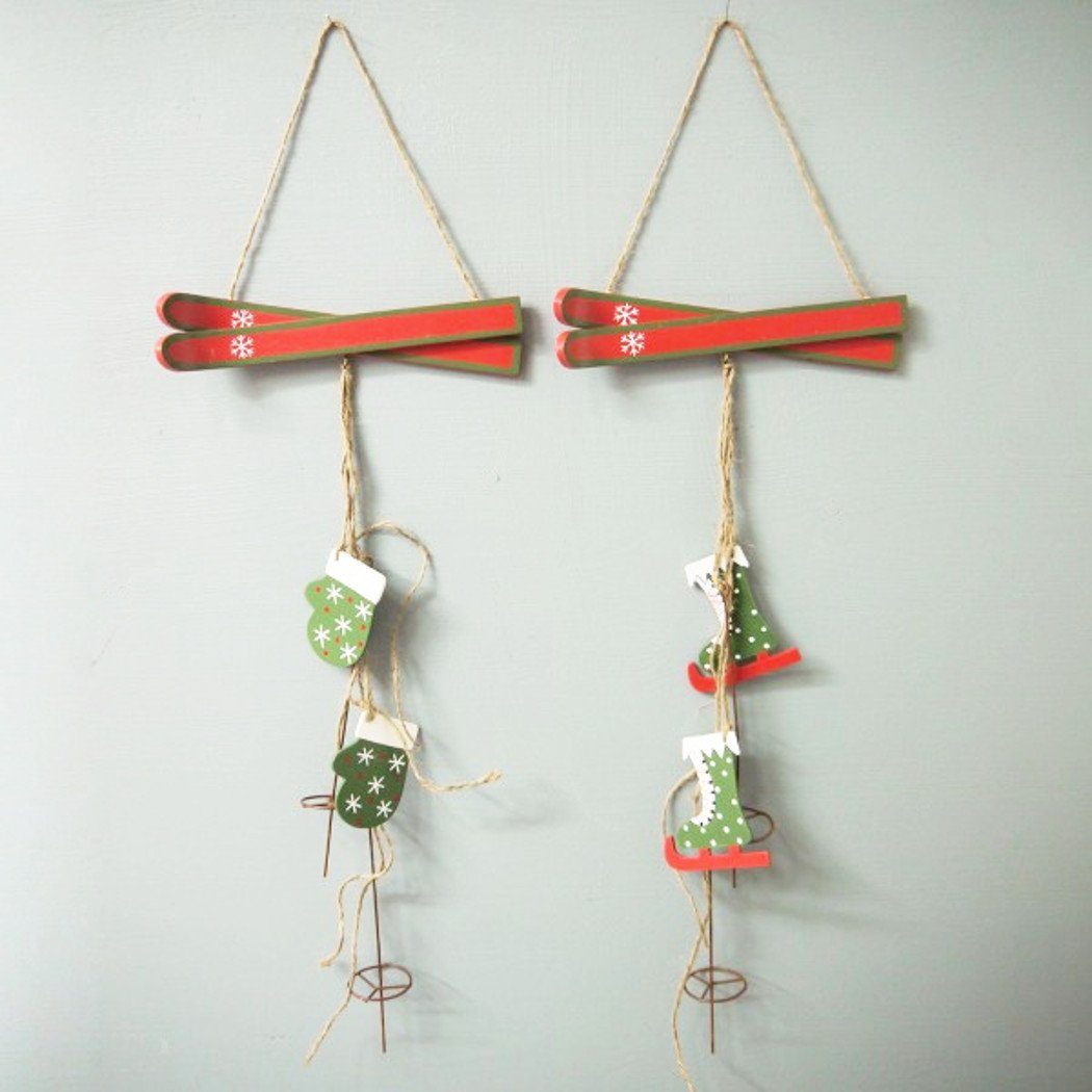 Macosa Home Dekohänger Dekogirlande Weihnachten Winterdekoration rot grün Fensterdeko (2 St., 2er Set), Winter-Deko Weihnachtsdekoration Dekohänger