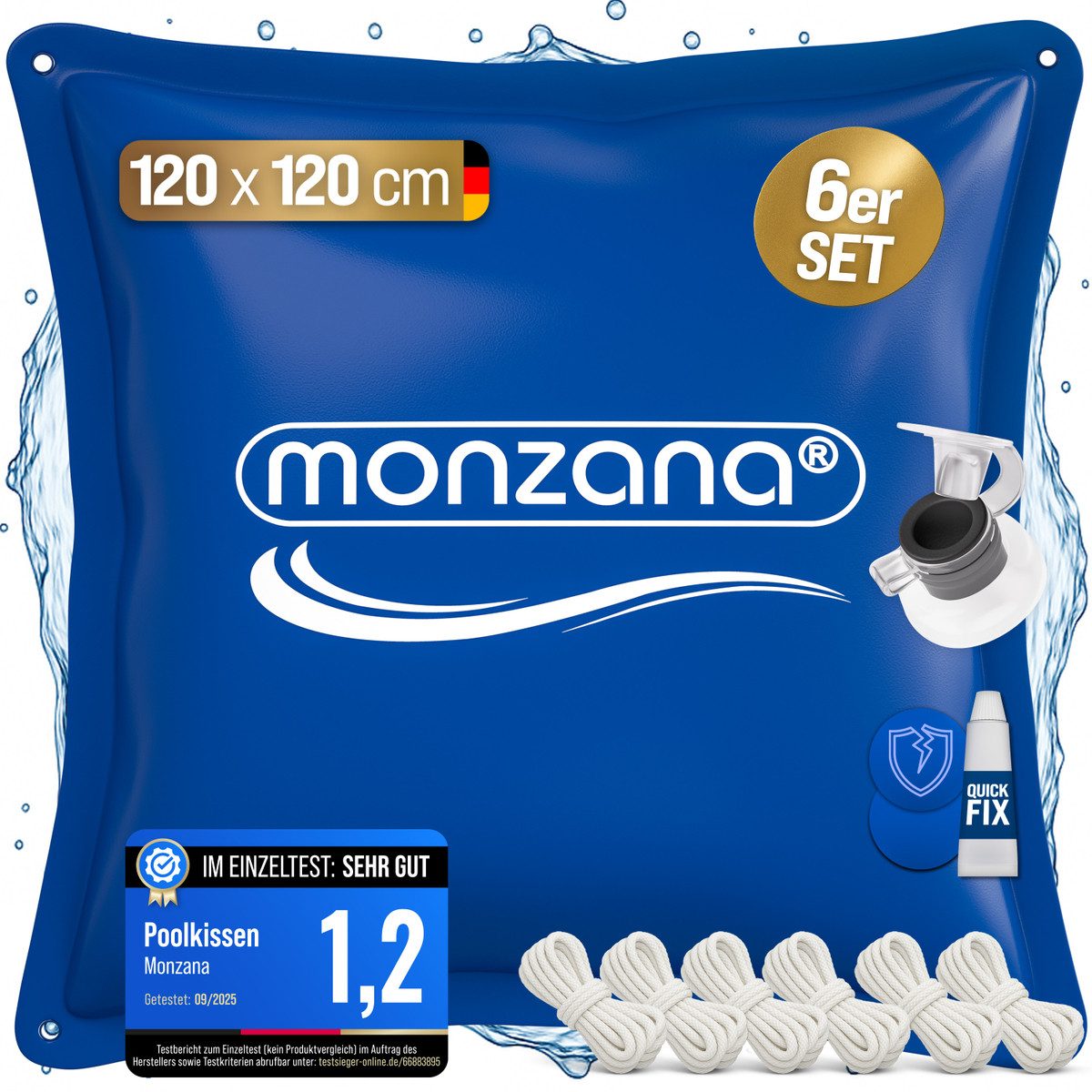 monzana Pool Poolkissen (7-tlg), 6x Poolkissen Winter XL Chlorbeständig Seil PVC Verstärktes Material