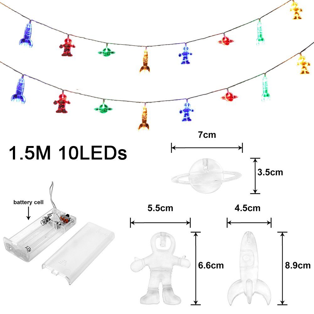 Planet Astronaut,für Kinder Geschenke Rakete Bunt für LED-Lichterkette Rosnek Schlafzimmer