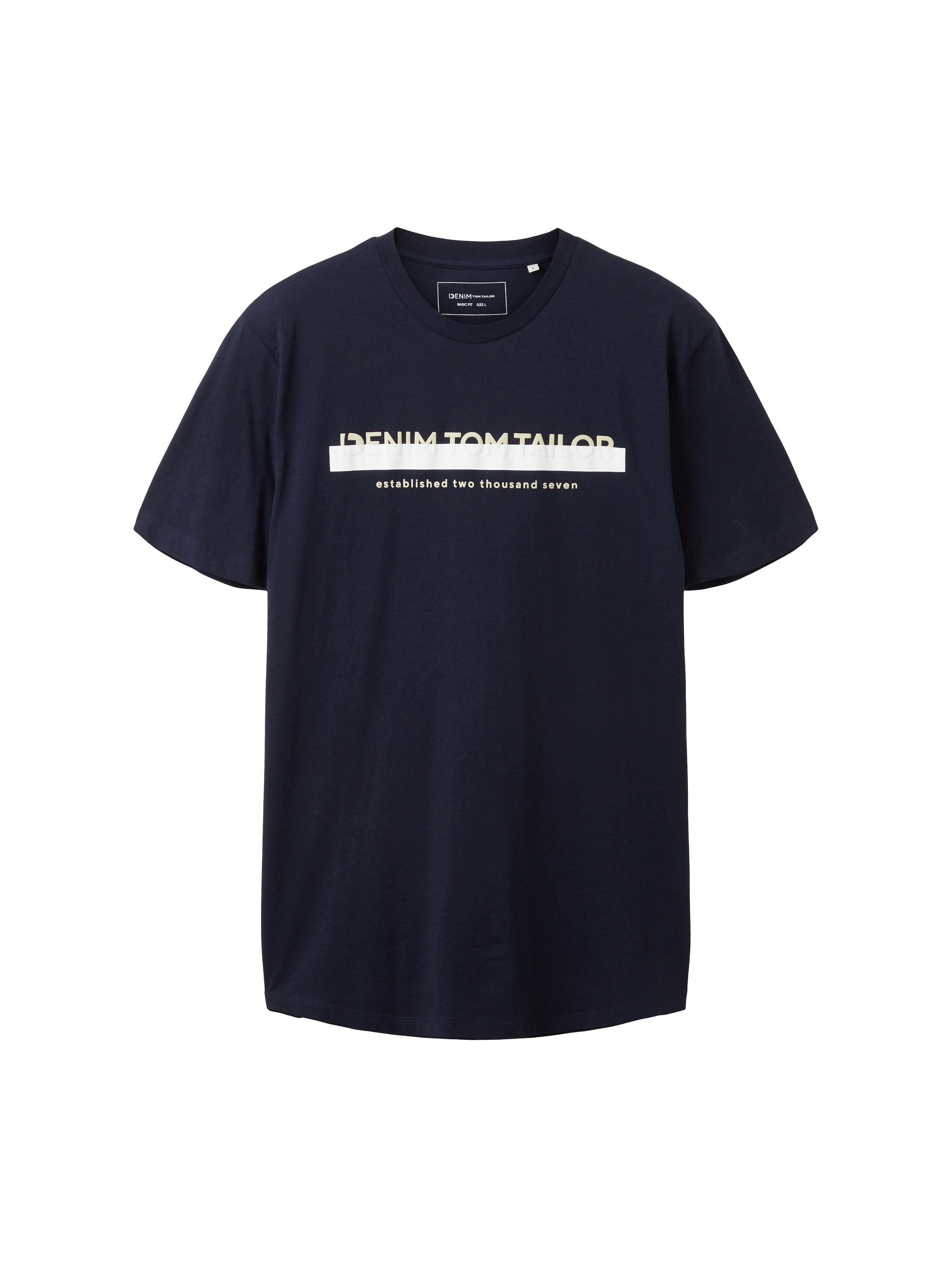 T-Shirt Denim mit TOM blue TAILOR Logofrontprint captain sky