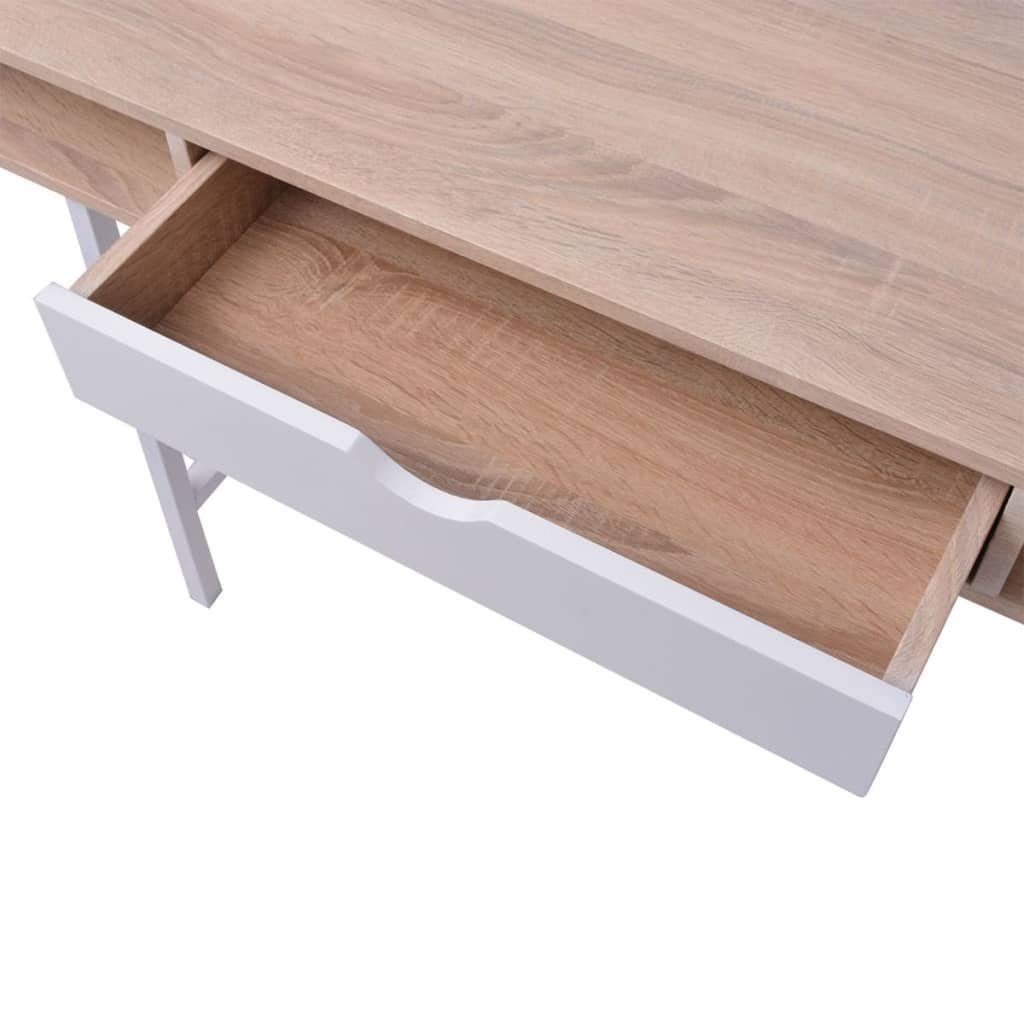 und Schreibtisch Weiß Schublade vidaXL 1 Schreibtisch mit Eiche