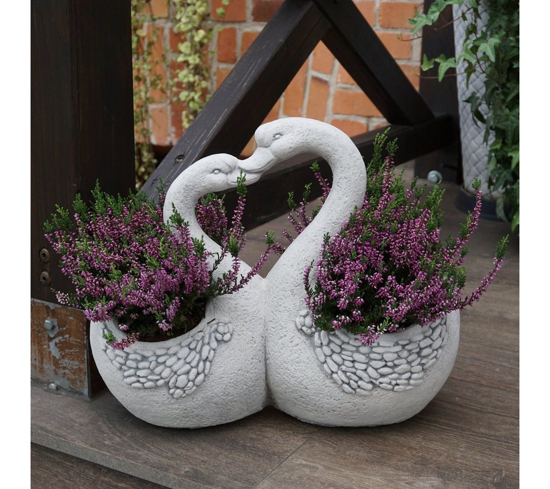 gartendekoparadies.de Pflanzschale Liebevolle Schwäne als Blumenampel Pflanzgefäß, H. 39 cm, 16 kg, Frostsicher
