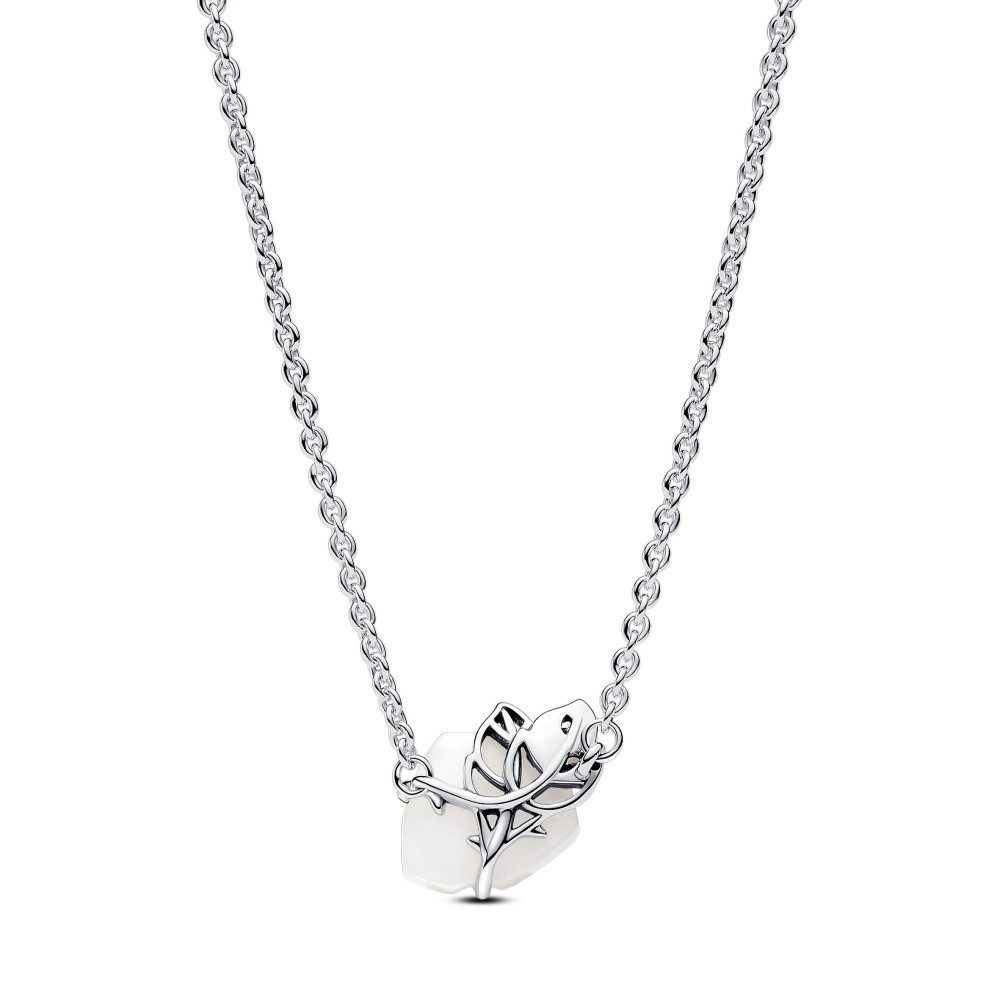 Pandora Collier Pandora Moments Halskette Weiße Rose in voller Blüte 393206C01-45
