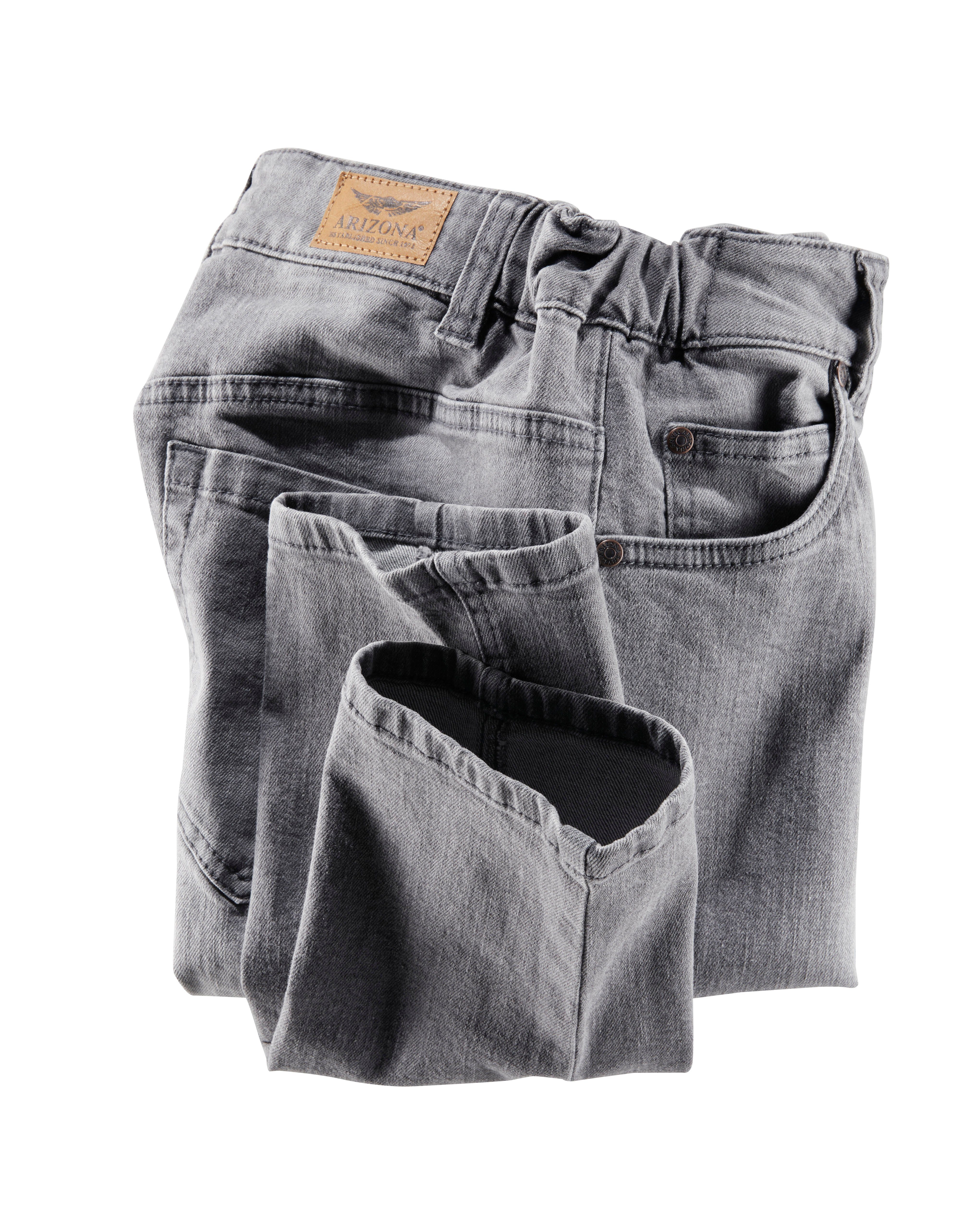 Gummizugeinsatz mit High Bund Waist Slim-fit-Jeans Arizona seitlichem grey-used