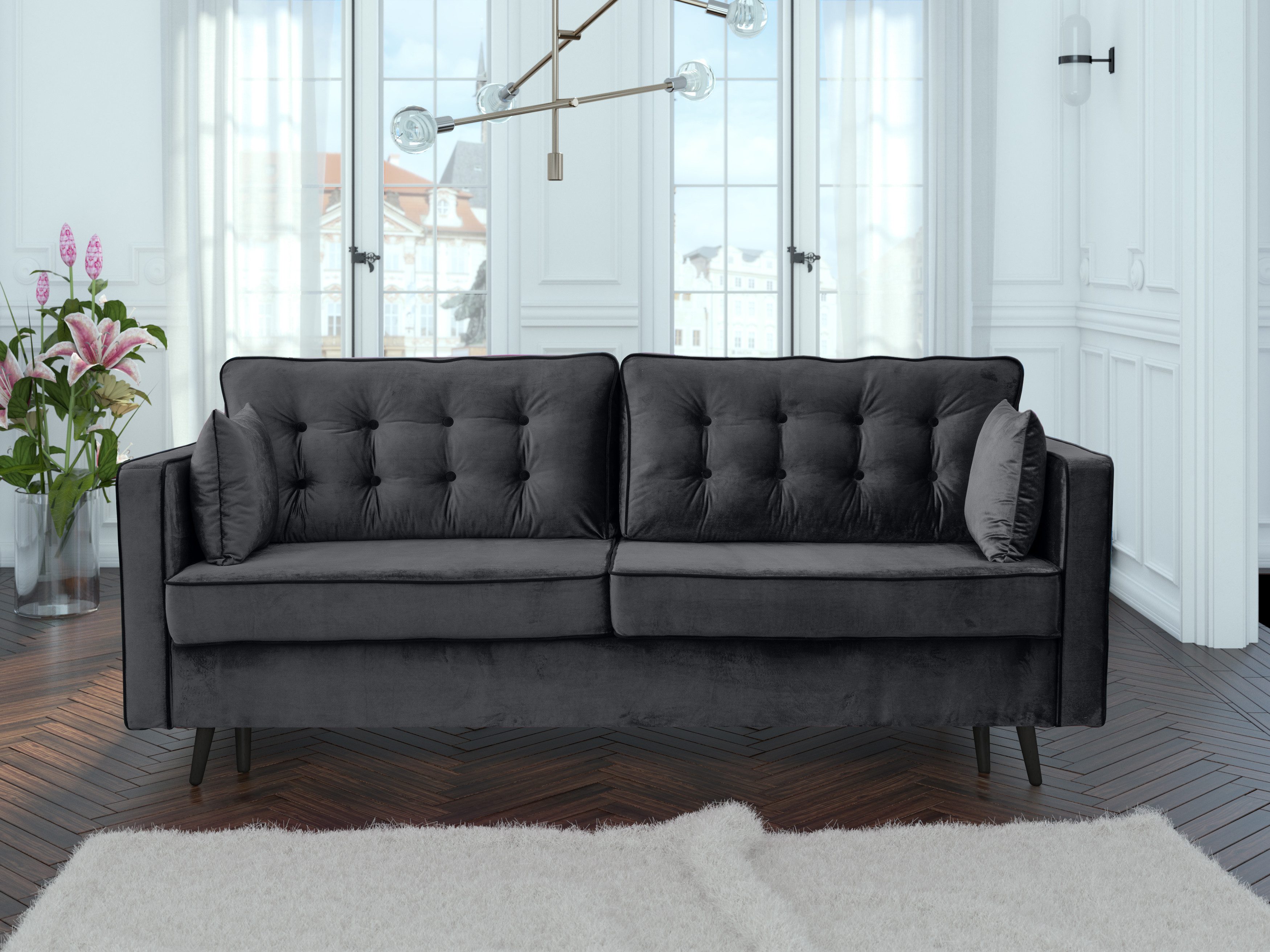 NEXT COLLECTION Sofa BACARDI, Elegante Steppung, lose Rückenkissen, Stilvolle, gesteppte Rückenlehne, Schlaffunktion