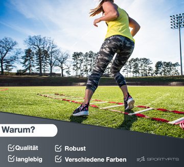 Sportyfits® Trainingshilfe Koordinationsleiter 6 m - Fußball Trainingszubehör mit 10x Hütchen, vielseitigs Trainingszubehör