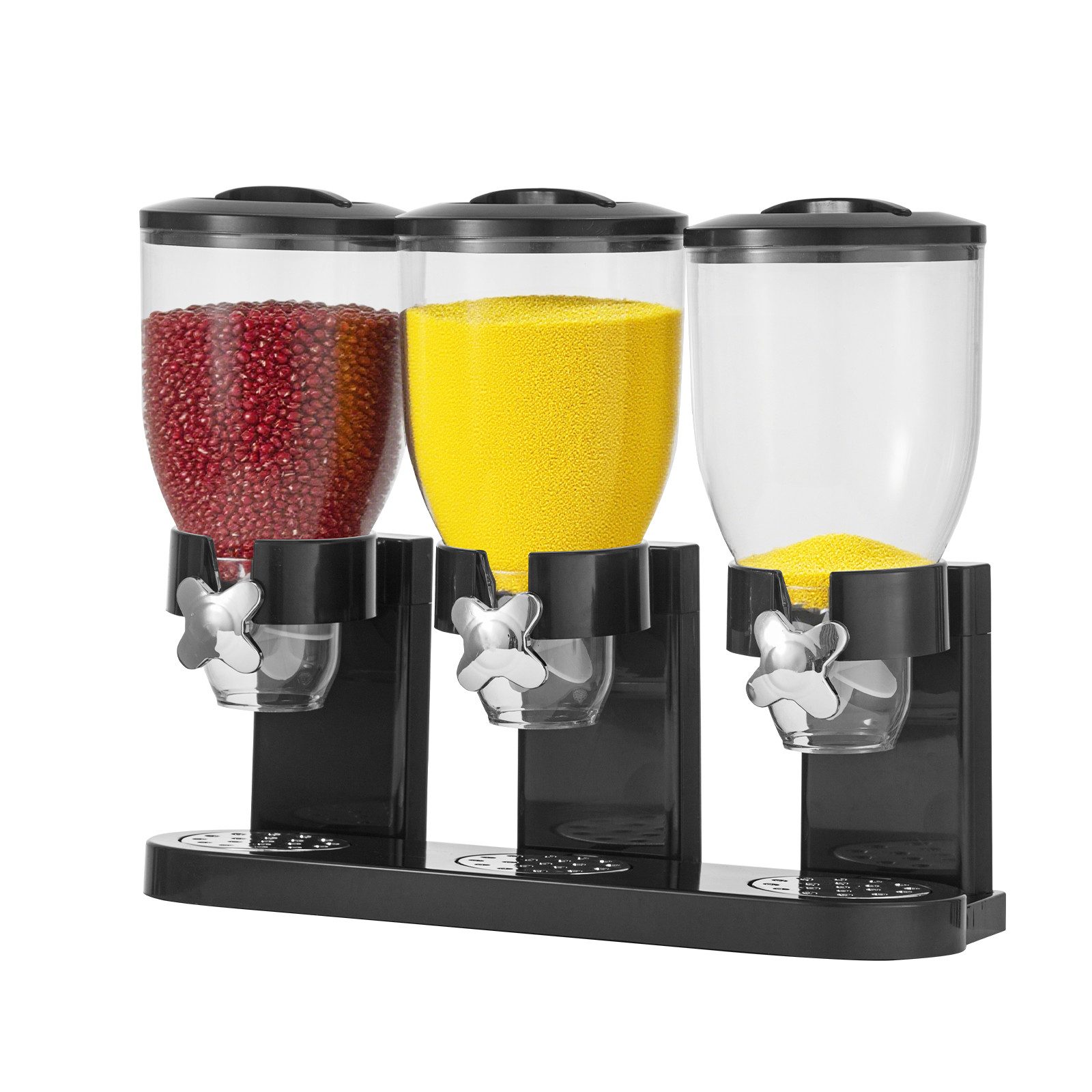 Youyijia Müslispender 3-Fach Müsli Spender 6L Cerealienspender Trockenfutterspender Schwarz