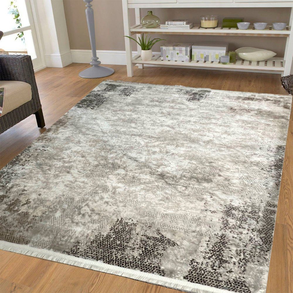 Carpetilla Designteppich Designer Teppich Abstrakte Musterung Modern Grau Grau, Rechtetig, Höhe: 12 mm, Kurzfloor, wohnzimmer, Kinderzimmer, schlafezimmer, Esszimmer