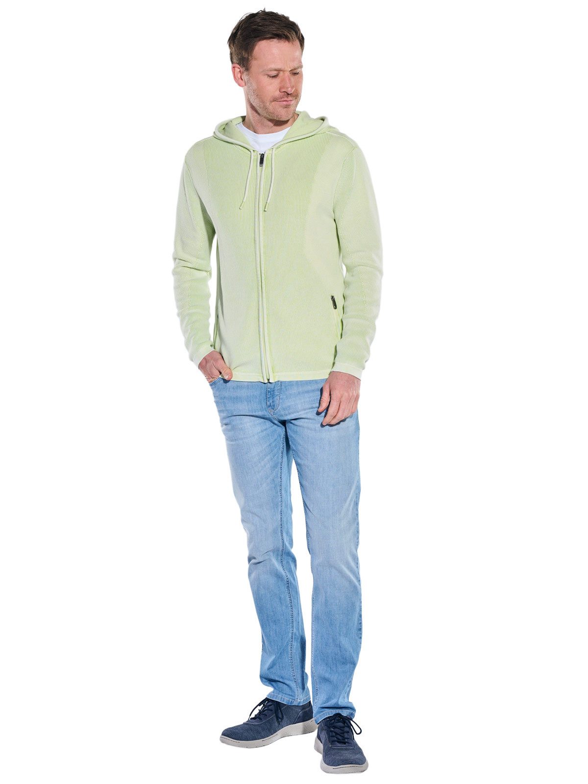 Engbers Cardigan Herren Cardigan mit Kapuze, Hellgruen