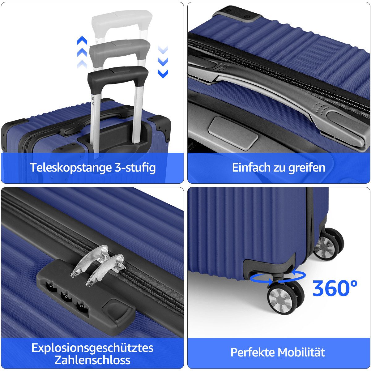 NULSTA Hartschalen-Trolley 3tlg. Hartschalenkofferset, Reisekofferset, Koff günstig online kaufen