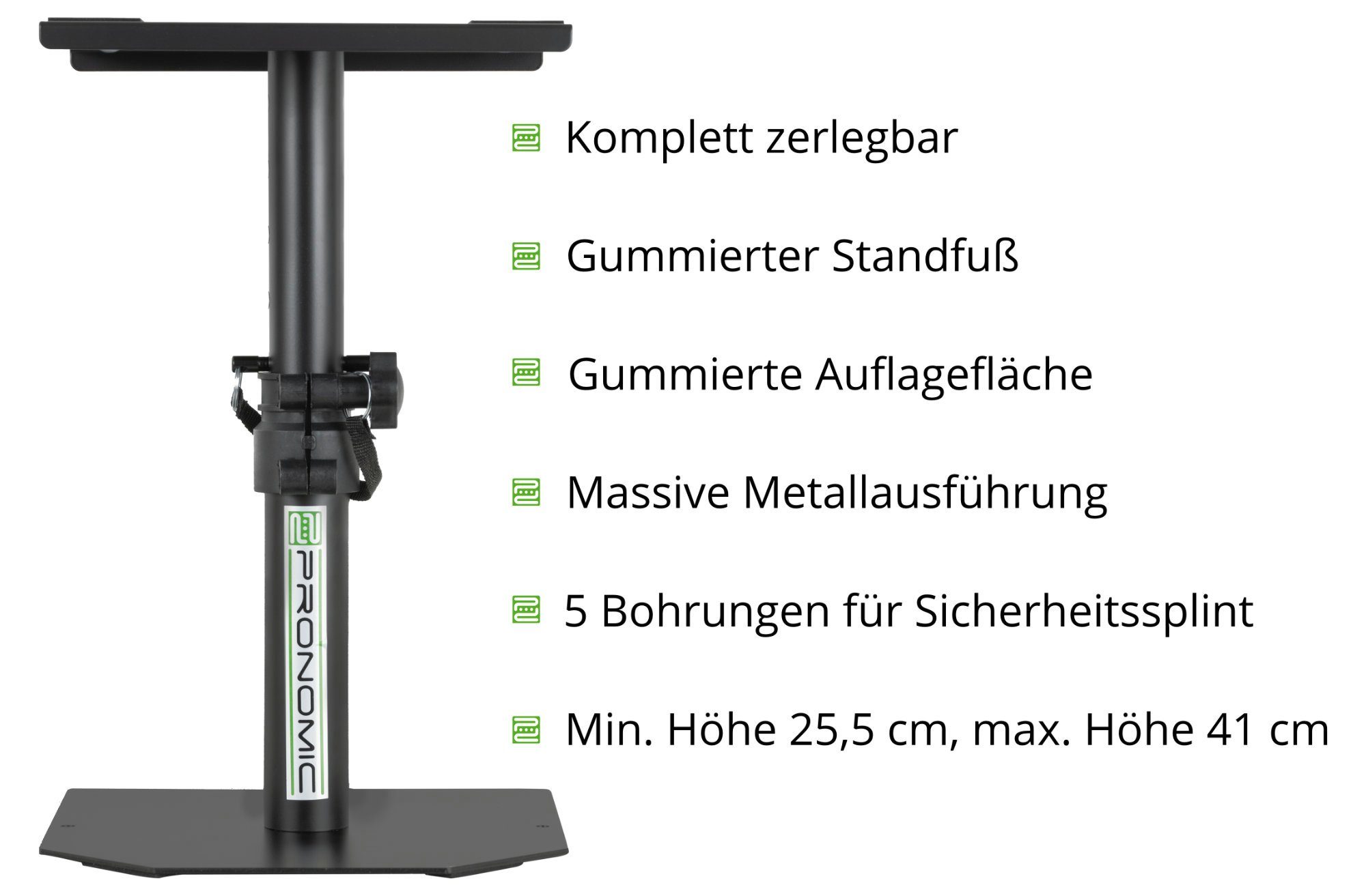 Pronomic Lautsprecherständer Tischstative Paar für Studio Monitore - Hohe Ausführung, (bis 0 Zoll, SLS-36P, 2-tlg., Paar Boxenstative, Lautsprecherstative höhenverstellbar bis 41 cm)