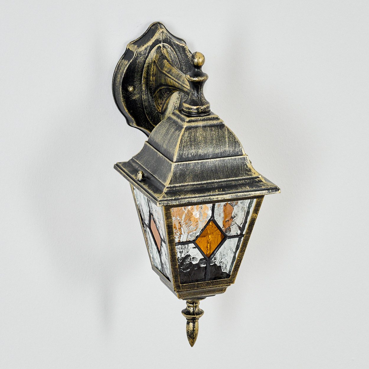 hofstein Außen-Wandleuchte Außenwandlampe aus Metall/Glas in Schwarz/Gold/K günstig online kaufen