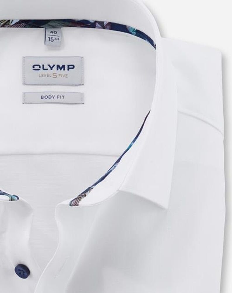 OLYMP Level Kent-Kragen Kurzarmhemd weiß mit Five