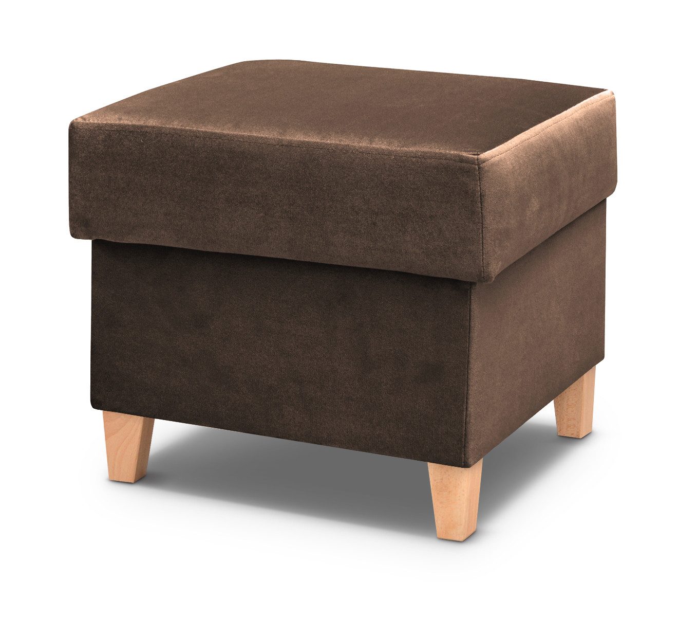 Beautysofa Hocker TANGO mit Stauraum (Moderner Hocker, mit Holzbeinen), Kompakter Fußhocker aus Velours