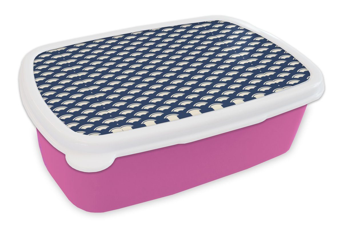 Muster, Brotdose für Brotbox - Weiß Mädchen, Kinder, Erwachsene, Kunststoff, - Japanisch Snackbox, Kunststoff - rosa (2-tlg), Blau Lunchbox MuchoWow
