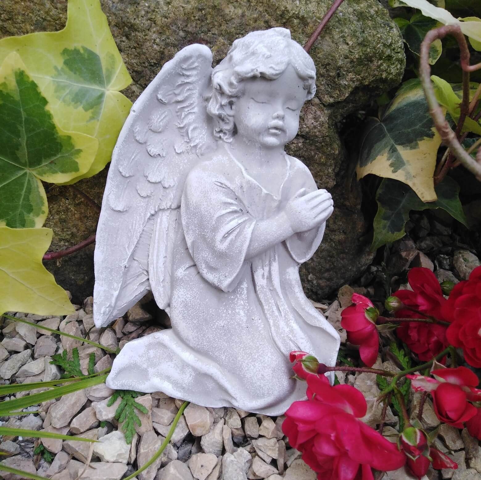 Radami Gartenfigur Engel Grabengel Gedenkstein Grabschmuck betend