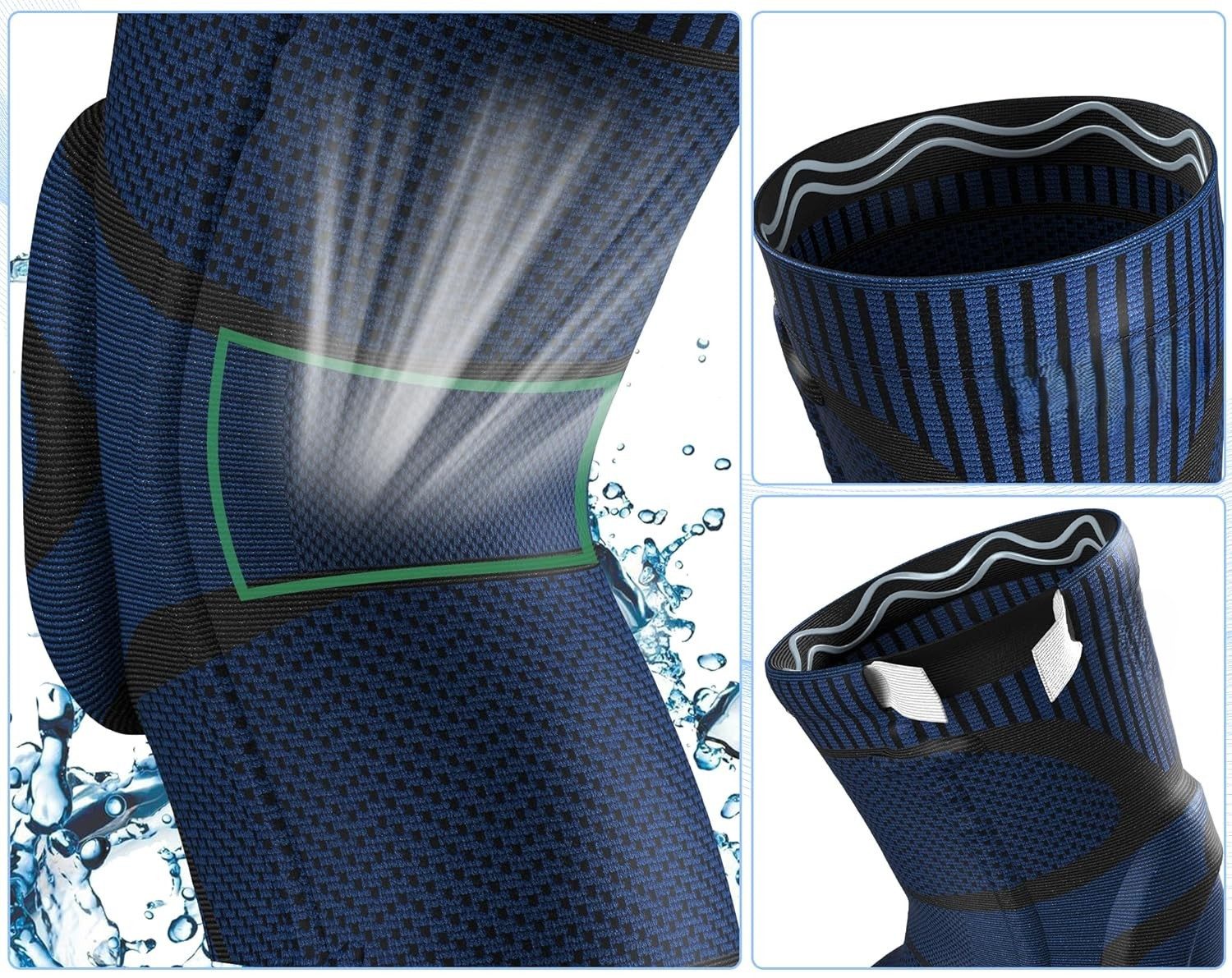 LA CUTE Kniebandage Kniestütze Dunkelblau Stabilität Gelenkschutz Sport & Alltag (Kniebandage, Stabilisierung, Sport & Alltag, Prävention, Rehabilitation, Einzelbandage Kniegelenk, wiederverwendbar, flexibel, Komfort), Atmungsaktiv, flexibel, schmerzlindernd, rutschfest, komfortabel