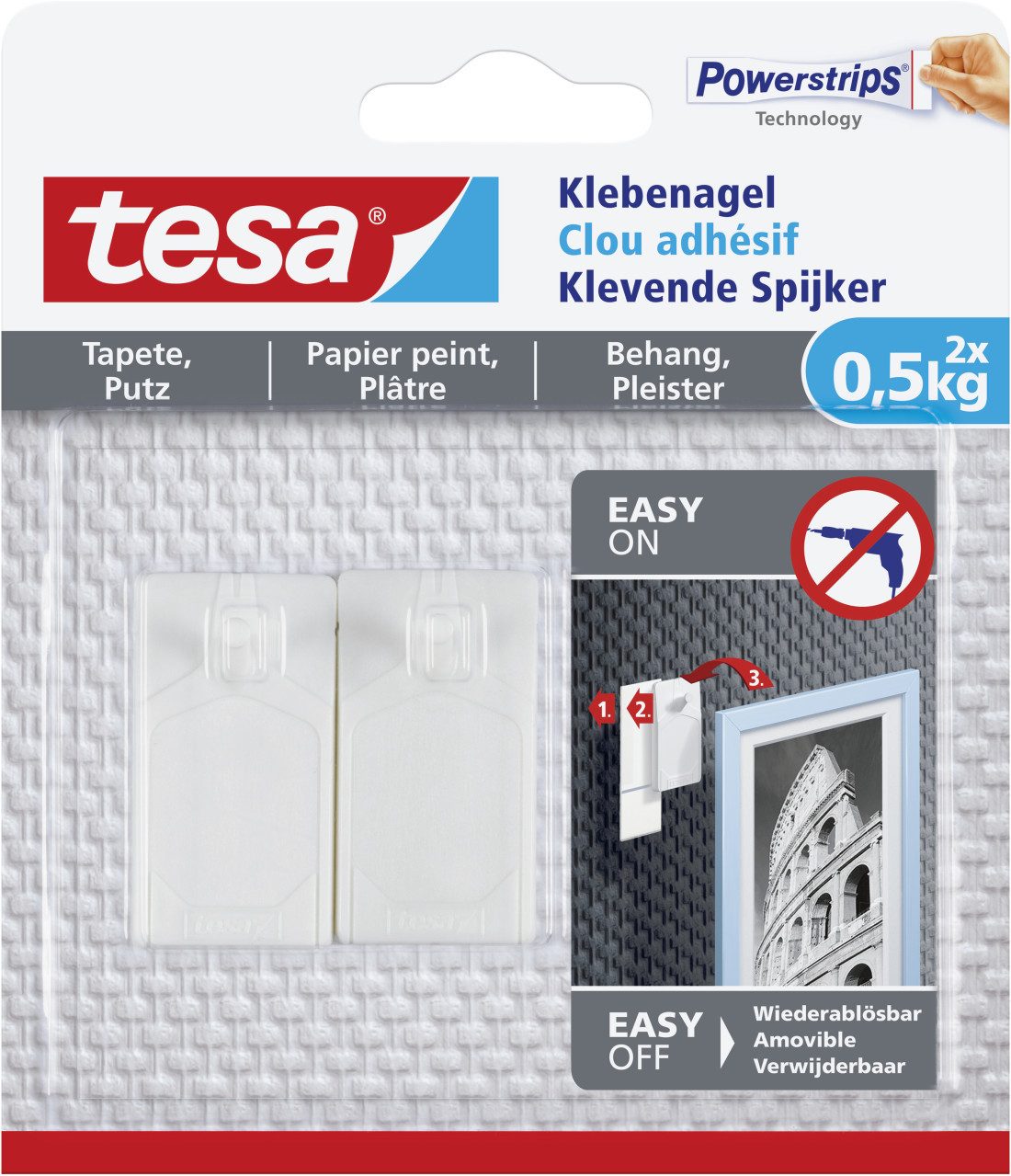 tesa Wandhaken tesa Klebenagel Traglast 500 g, 2 Stück