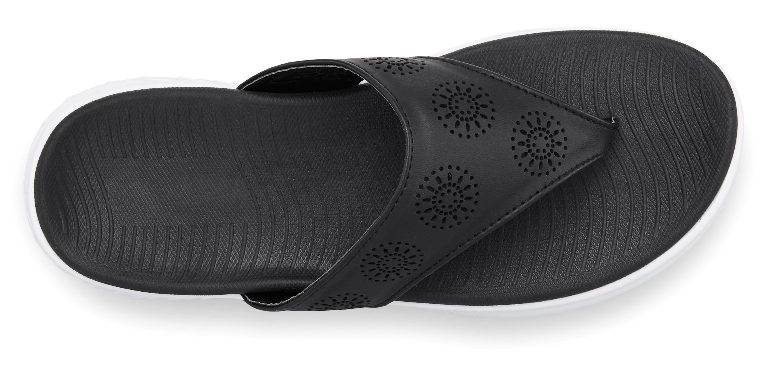 Vivance by Lascana Badeschuhe, Badelatsche, Flip Flop, Sommerschuh, Zehentrenner Pantolette mit Cut-Out-Muster VEGAN – Bild 4 von 5