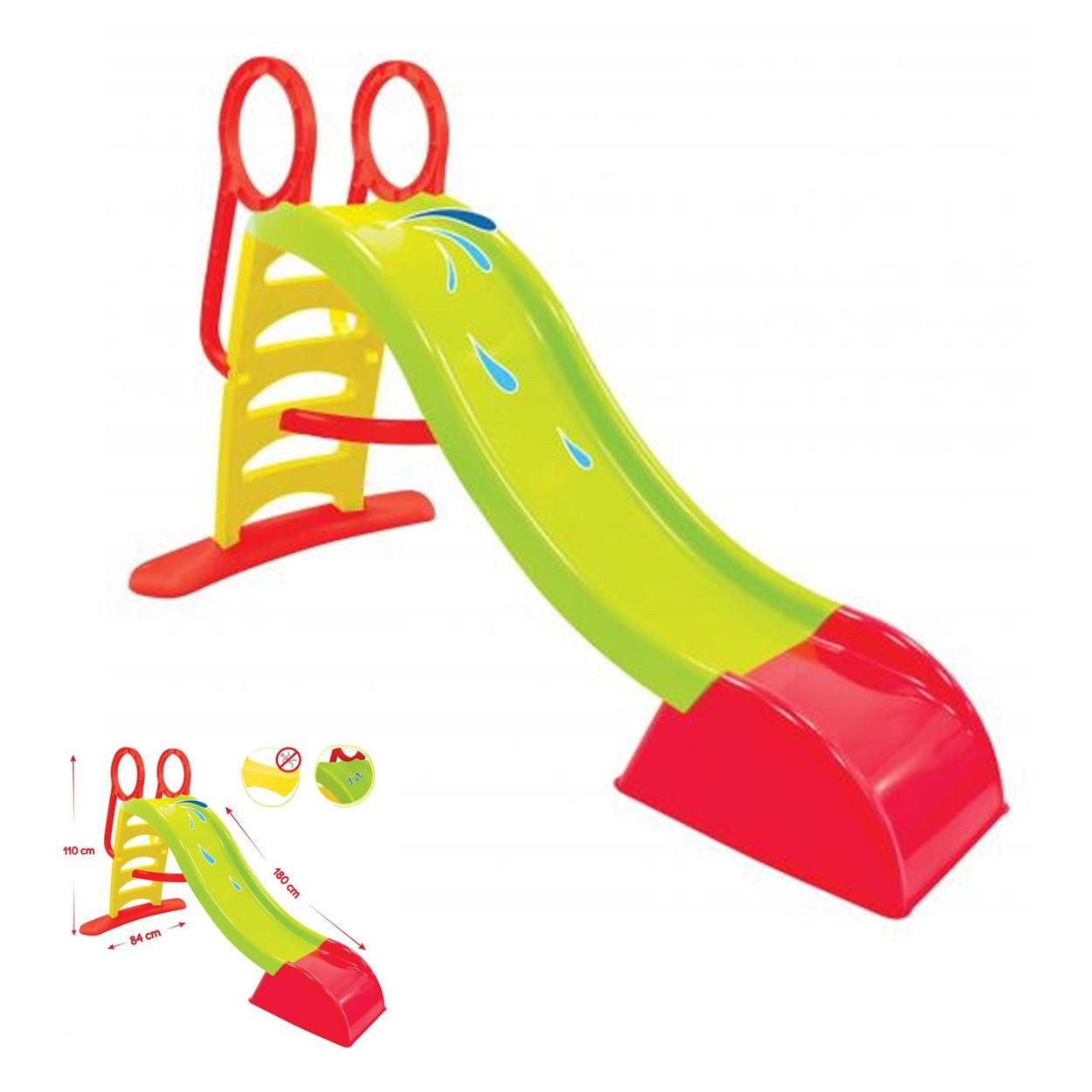 MOCHTOYS Rutsche Kinderrutsche 10832/12199, Rutschlänge 180 cm Wasserrutsche rutschfest