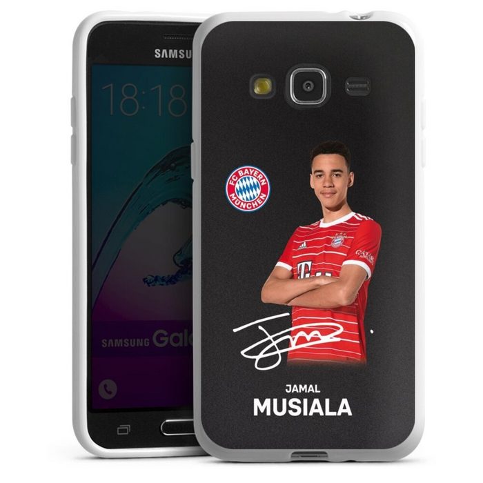 DeinDesign Handyhülle Jamal Musiala Offizielles Lizenzprodukt FC Bayern München Samsung Galaxy J3 Duos (2016) Silikon Hülle Bumper Case