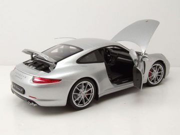 Welly Modellauto Porsche 911 (991) Carrera S 2012 silber Modellauto 1:18 Welly, Maßstab 1:18