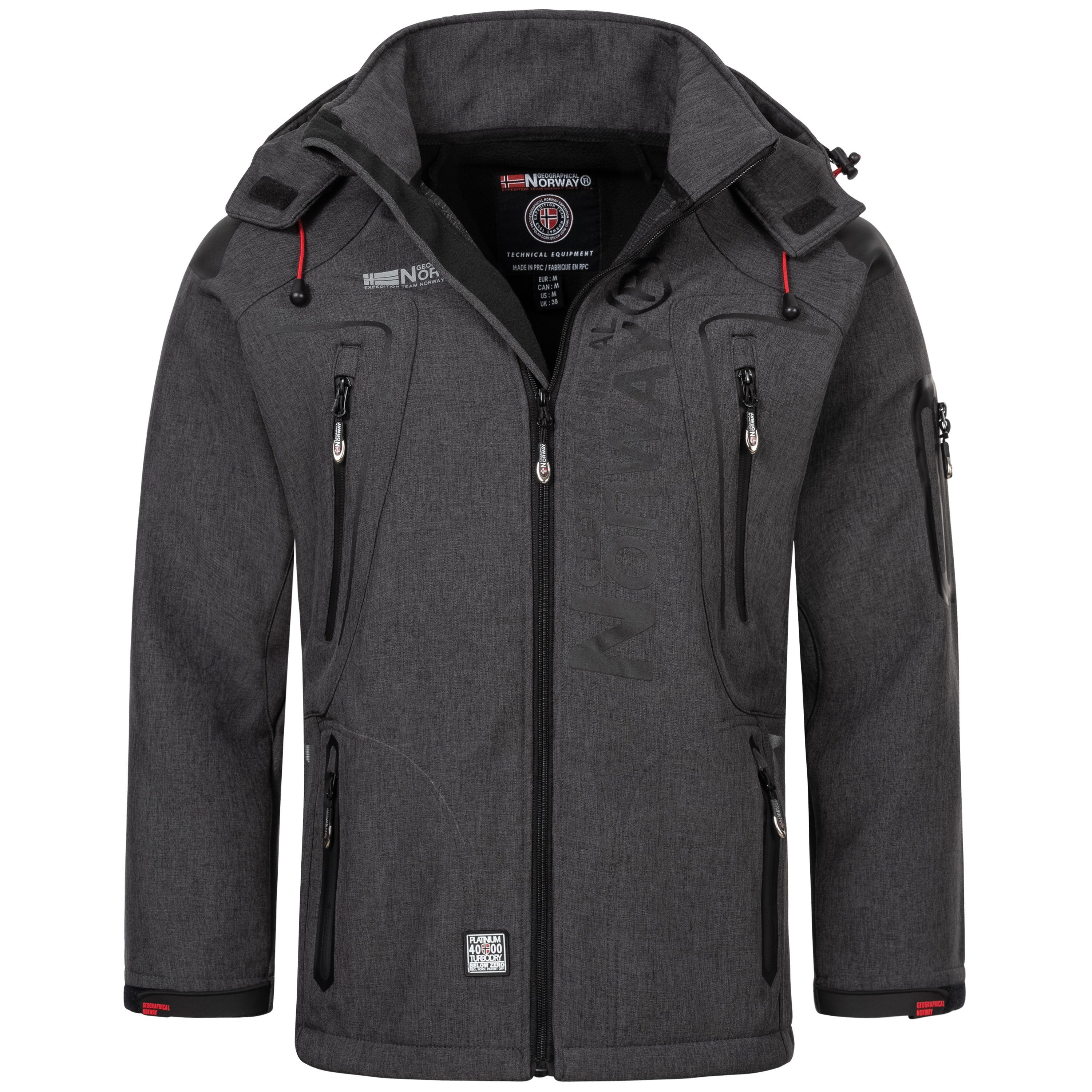 Geographical Norway Softshelljacke Herren Damen Übergangsjacke Wind Wasser Abweisend Jacke Frühling Elastisches Material, Bewegungsfreundlich, Leichtes Material