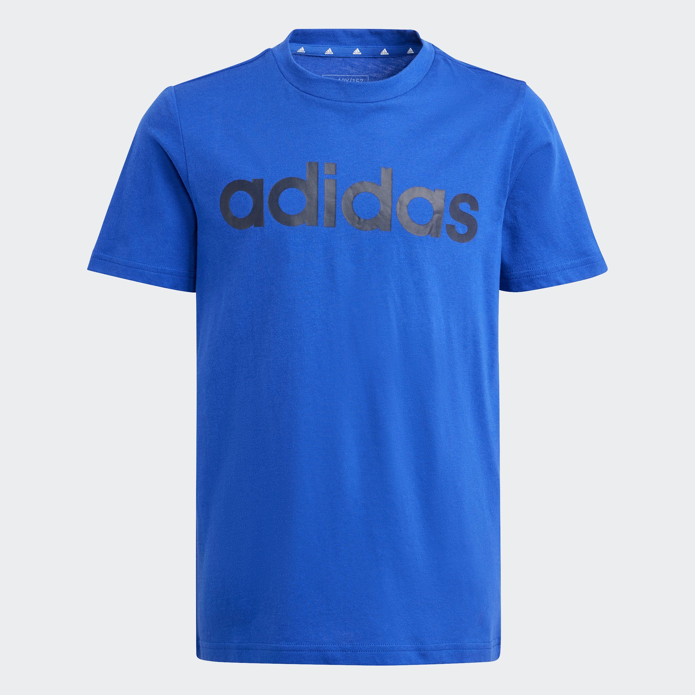 adidas Sportswear T-Shirt ESSENTIALS LINEAR LOGO COTTON Semi Lucid Blue / Legend Ink | Sport-T-Shirts