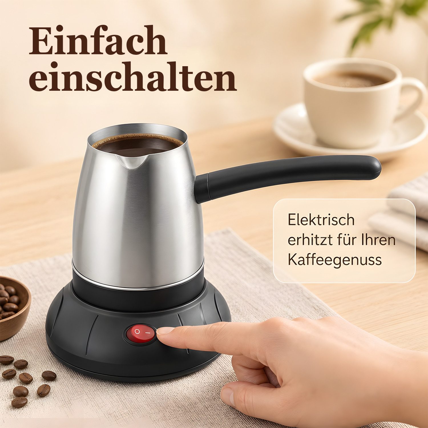AIMAX Kaffeebereiter Camping-Kaffeemaschine mit rutschfestem Griff für Zuhause Büro, Reisen, Kaffeekocher, Mokkakocher Espressokocher & Wasserkocher Kaffeebereiter, Für Bis Zu 5 Tassen, Überhitzungs & Trockengehschutz, French Press