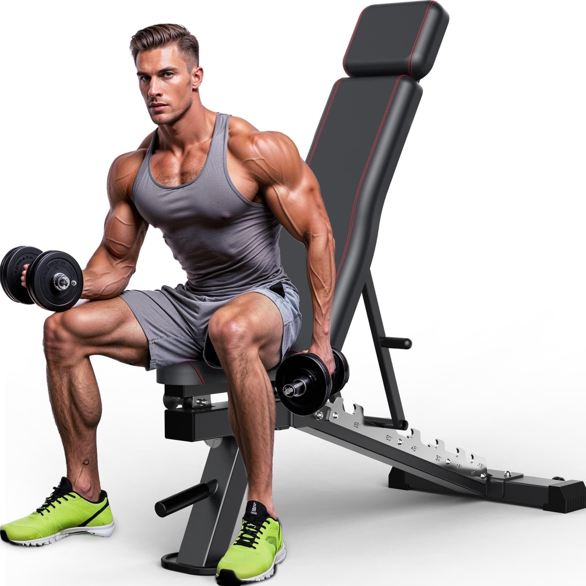 VOWVIT Hantelbank 4in1 Multifunktions-Hantelbank klappbar & gewerblich, (1-tlg), Bis 550 kg belastbar für Schräg-, Flach- & Bench-Press-Training