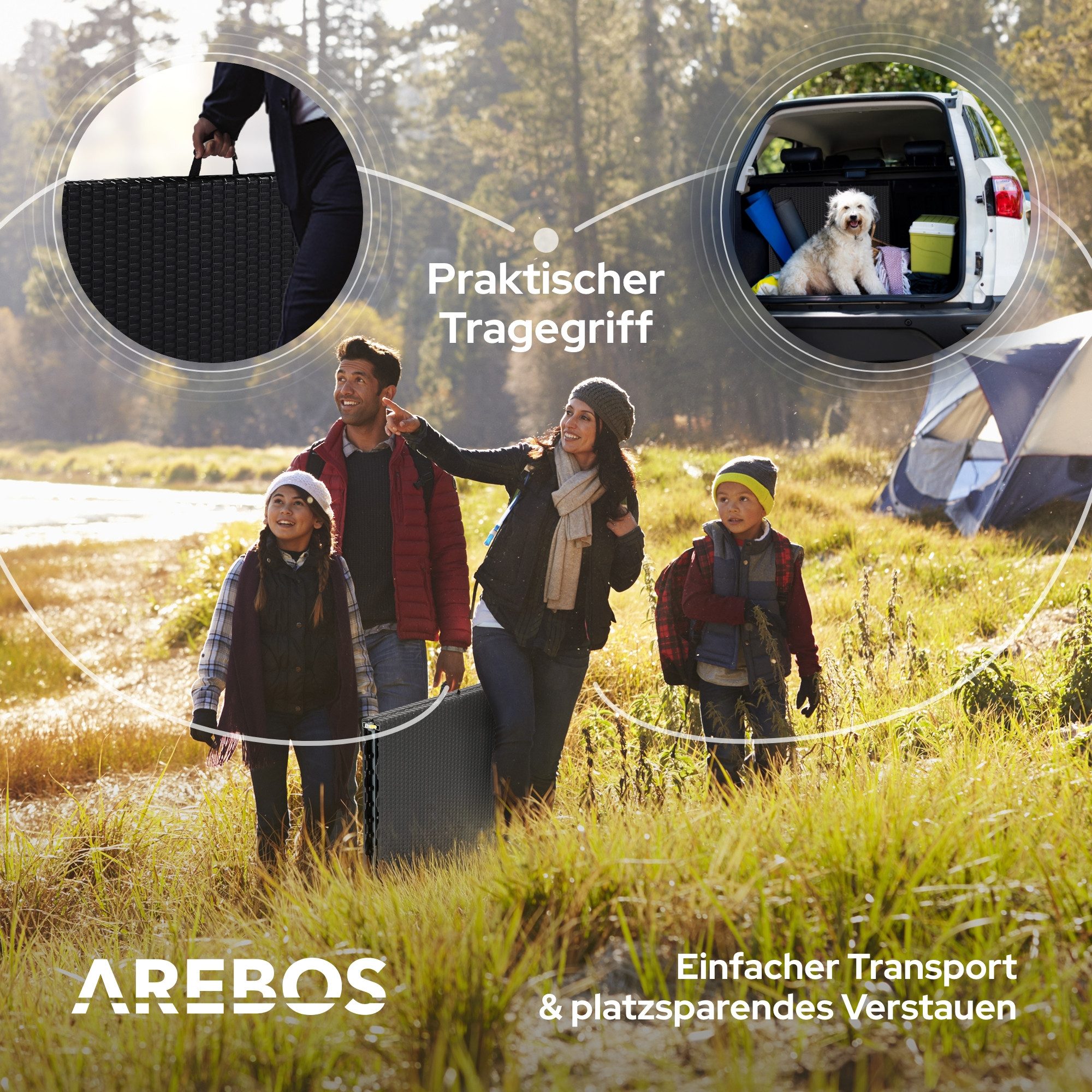 Arebos Klapptisch 182 cm, klappbar für Garten, Camping, Buffet, bis 150 kg, Einfach auf- und abzubauen – keine Werkzeuge nötig