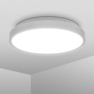 B.K.Licht LED Deckenleuchte LED Bad-Deckenlampe, Silberfarbig, LED fest integriert, Neutralweiß, 12W, 1.200lm, 4.000K, IP44, Ø29cm