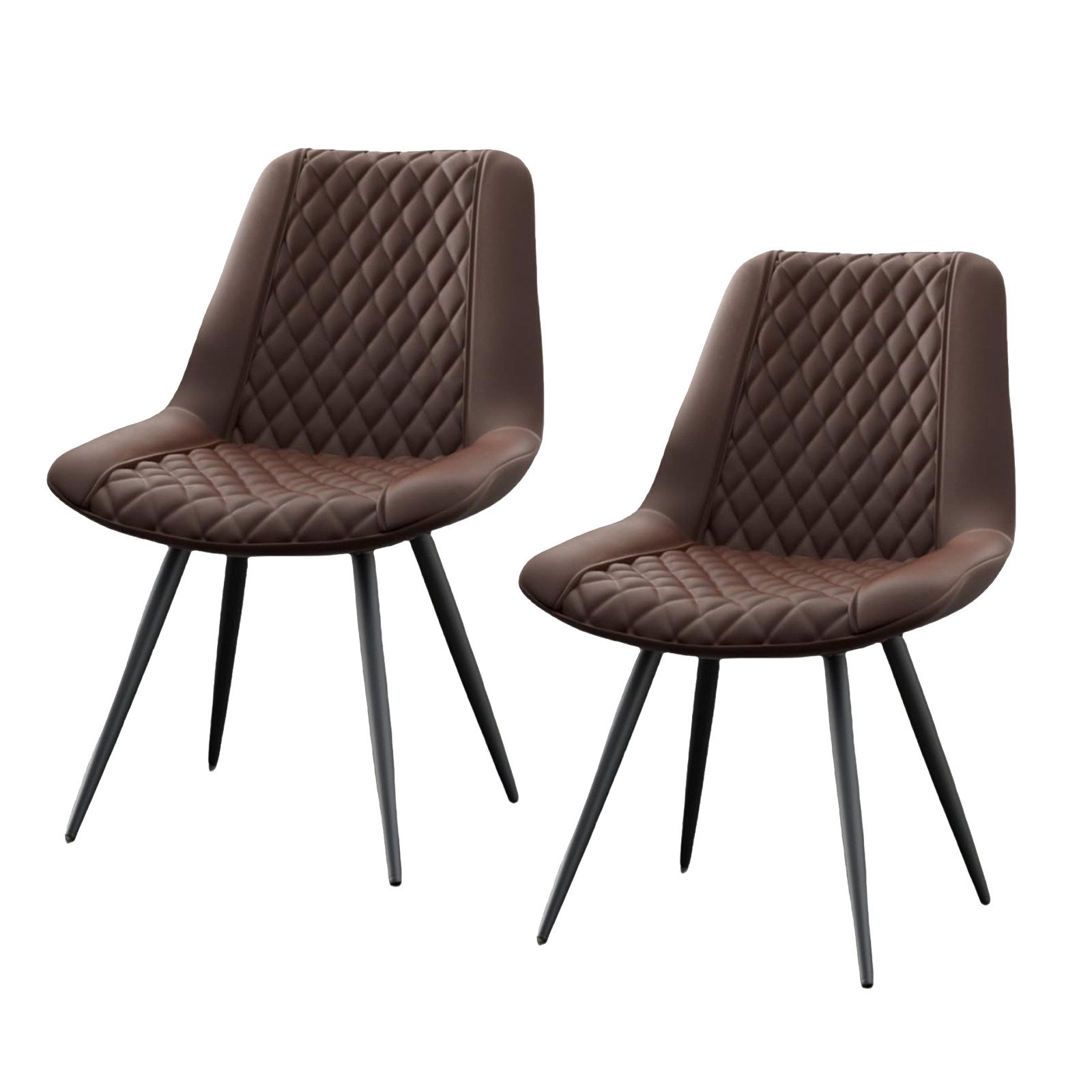 Esszimmerstuhl Esszimmerstuhl Astrid 2er-Set Kunstleder Braun