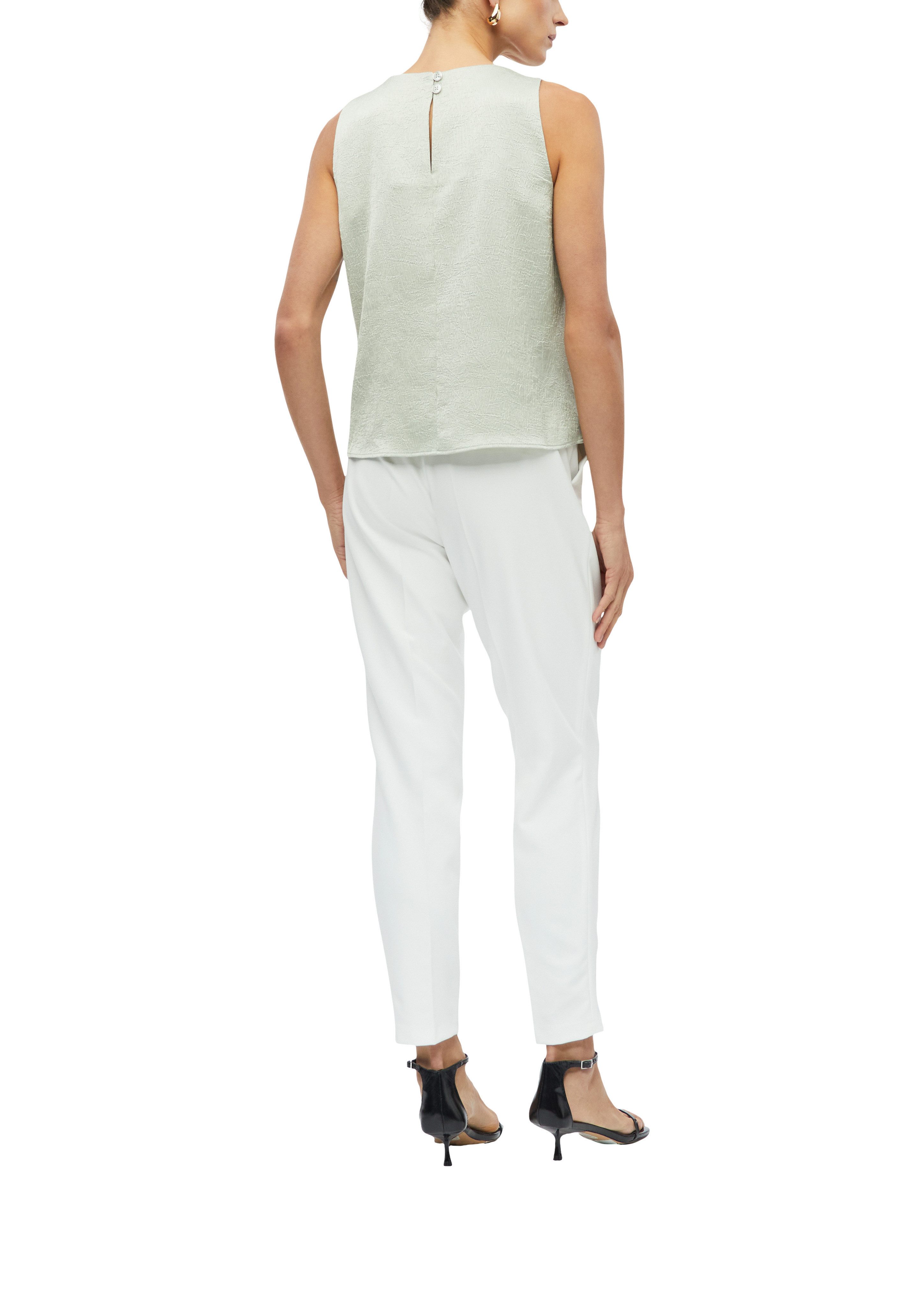 s.Oliver BLACK LABEL Blusentop Sommerbluse / Ärmellos mit feiner glänzender Struktur – Bild 3 von 4
