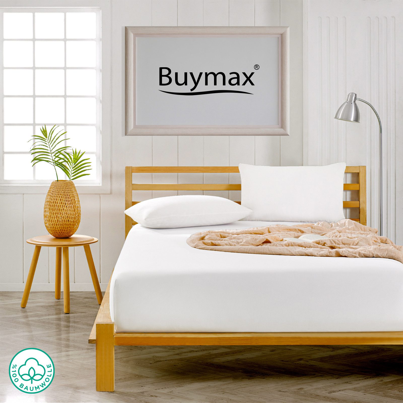 Buymax Kissenbezüge Kissenbezug 100% Baumwolle Premium Jersey, (2 Stück), Kissenhüllen, Reißverschluss, atmungsaktiv, unifarben, einfarbig