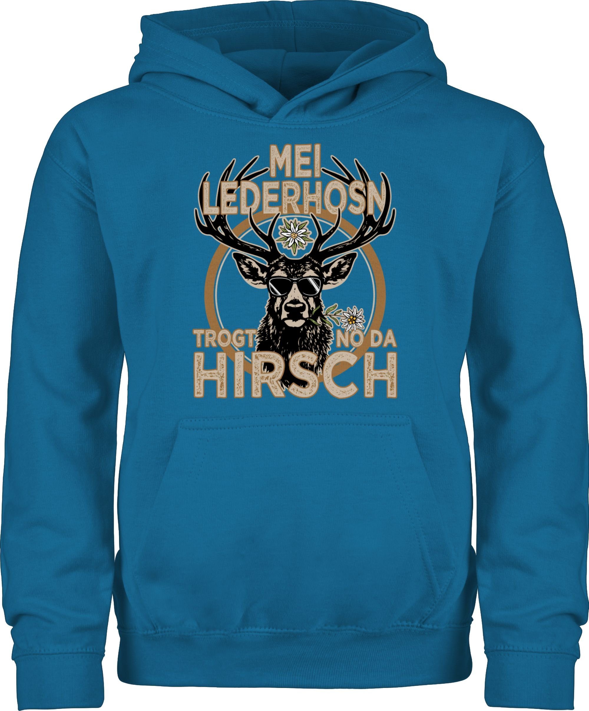 Hoodie Trachten Outfit Lederhose Spruch Trägt der Hirsch