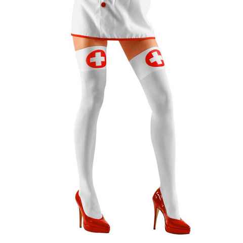 Widdmann Kostüm Krankenschwester Strümpfe, Sexy Overknees für Dein Krankenschwester Kostüm