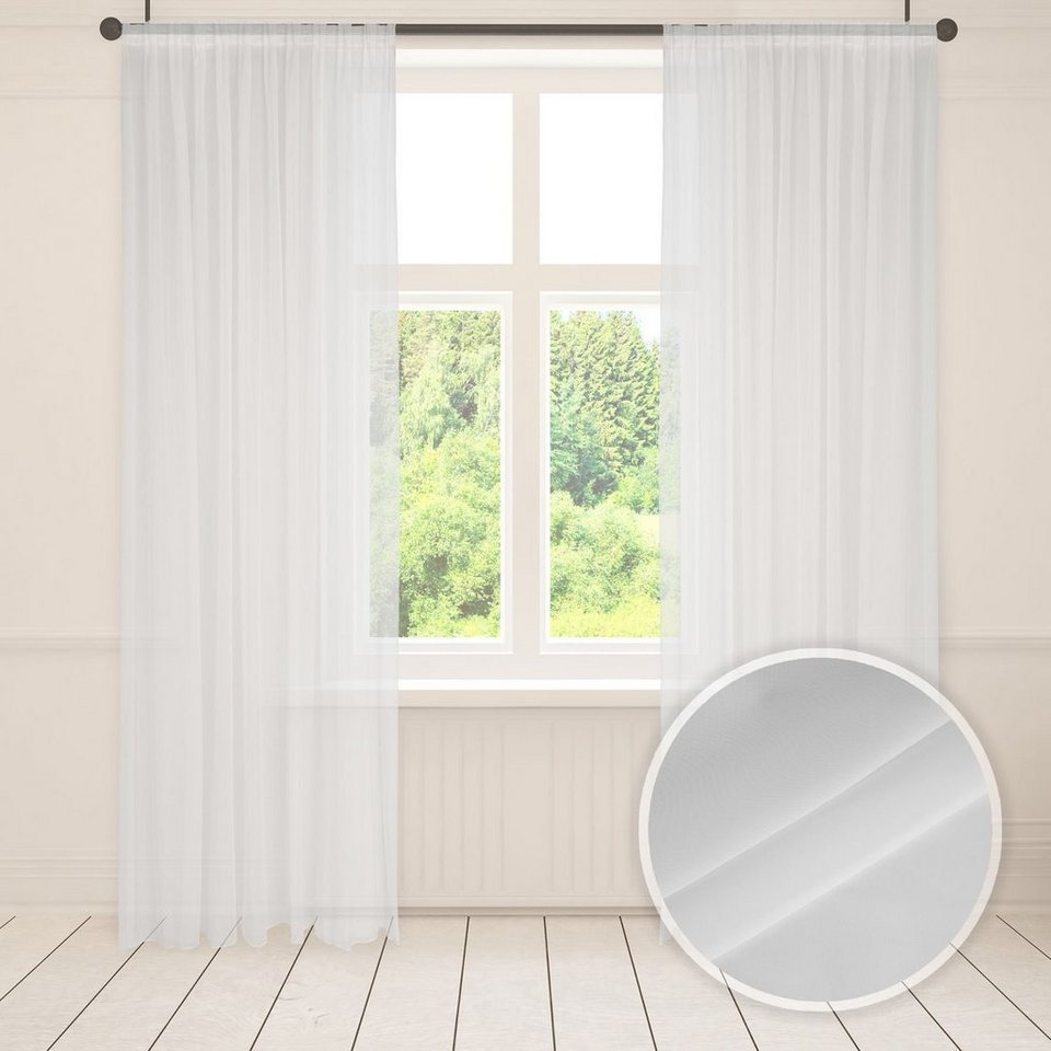 Gardine Gardine Store Voile Weiß 1:2 Faltenband 3er Falte Vorhang in -  diversen Höhen u. Breiten verfügbar, Asphald, Faltenband (1 St), transparent,  St.Br 200cm f.Breite 100cm