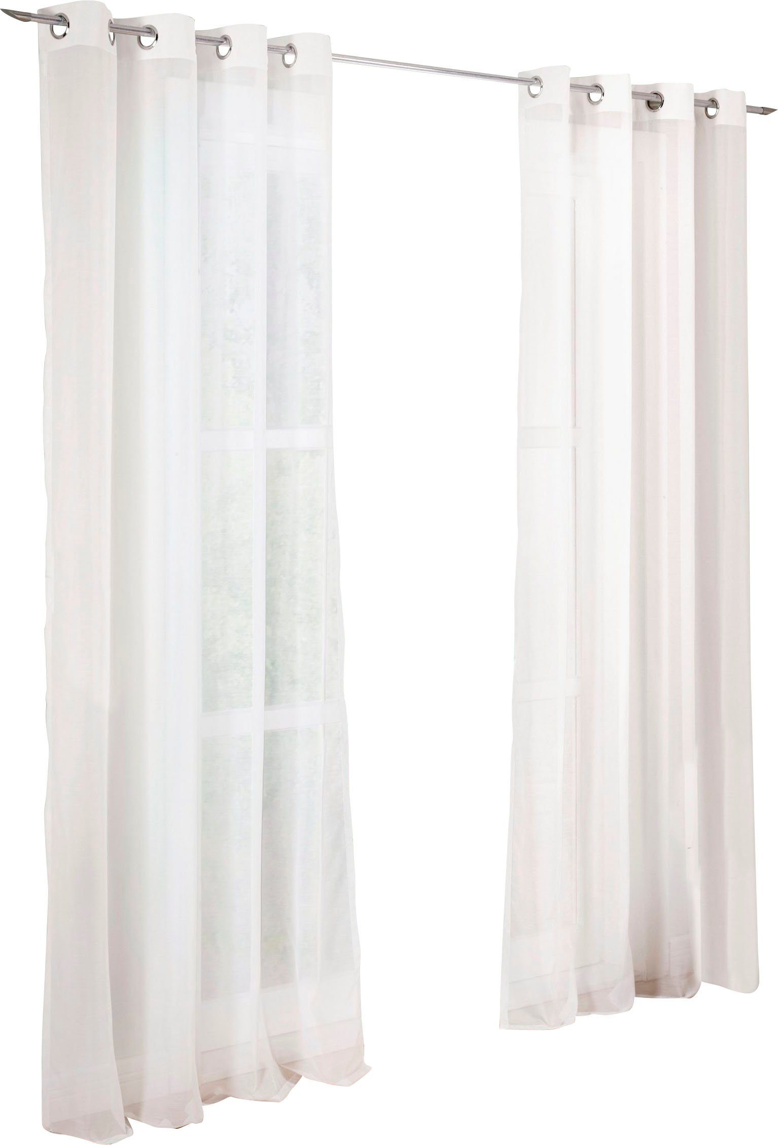 St), Ösen Gardine Malin, Voile, Wollweiss home, Farbe: my (2 halbtransparent,