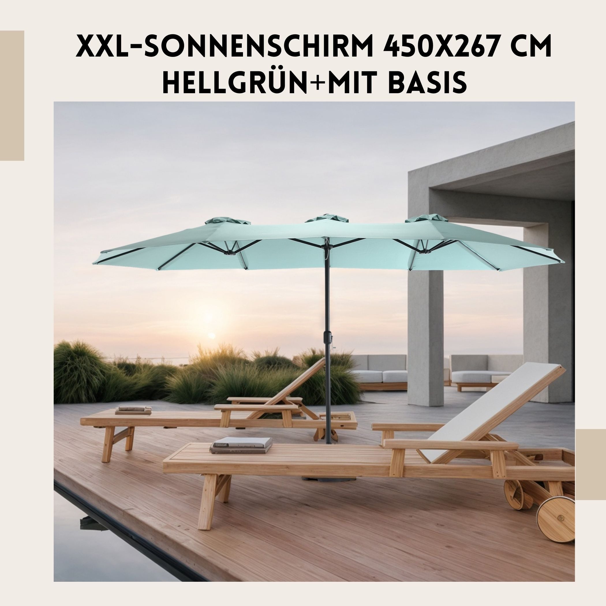 SeedWave Sonnenschirm 450x267 cm, Wasserdichtes Polyester, günstig online kaufen