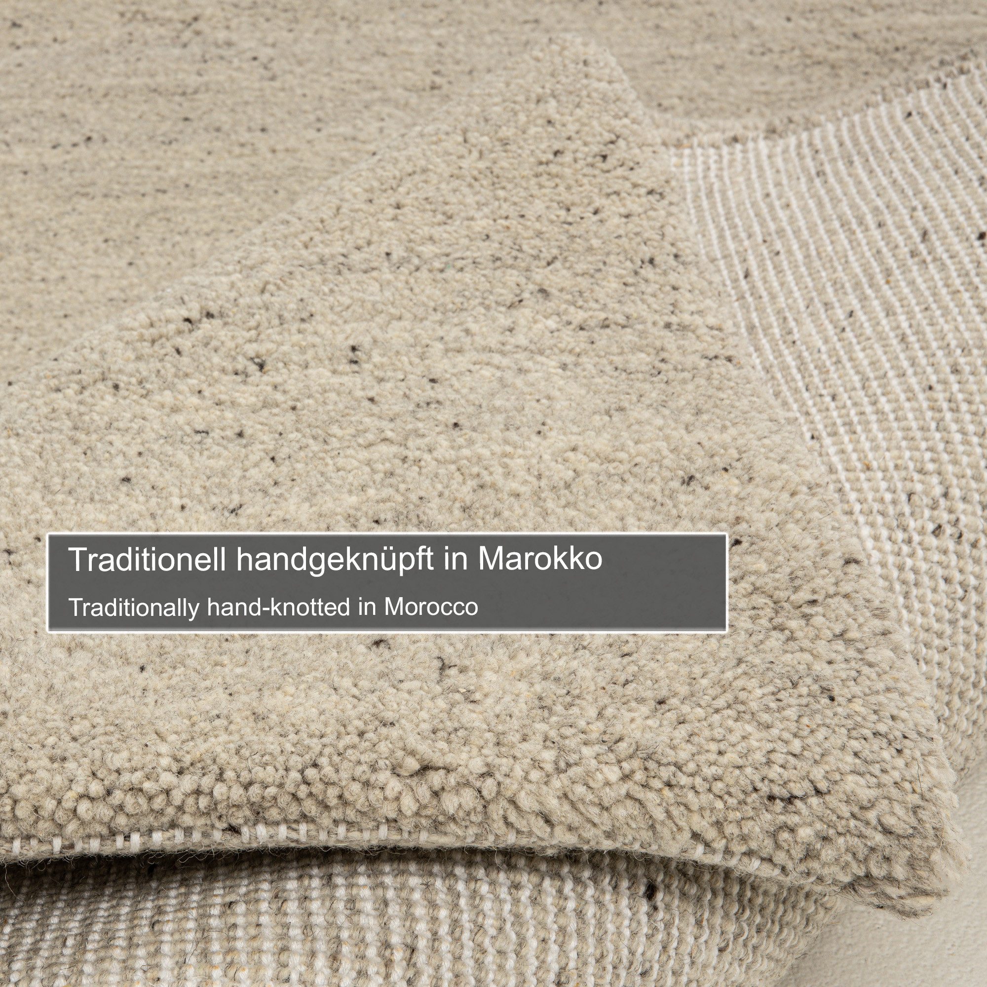 THEKO Wollteppich Taza Royal, rechteckig, Höhe: 28 mm, echter Berber Teppich aus Marokko, reine Schurwolle, handgeknüpft