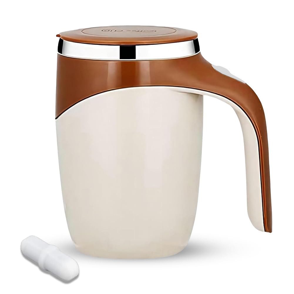 nsihing Tasse Selbstrührende Tasse mit Deckel, Thermosbecher Edelstahl 380ml, USB Wiederaufladbar Selbstrührender Kaffeebecher mit Griff