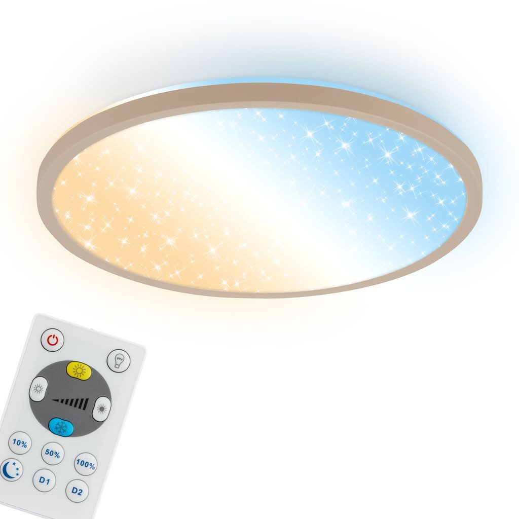 Briloner Leuchten LED Deckenleuchte LED Deckenlampe Dimmbar Fernbedienung CCT Sternenhimmel, LED fest integriert, 6500K - Kaltweiß, 4000K - Neutralweiß, 3000K - Warmweiß, CCT Farbtemperatursteuerung - Warmweiß / Neutralweiß / Kaltweiß, 5500-6500K - Tageslichtweiß, 29,3x4 cm, Wohnzimmer, Schlafzimmer, Flur, Büro