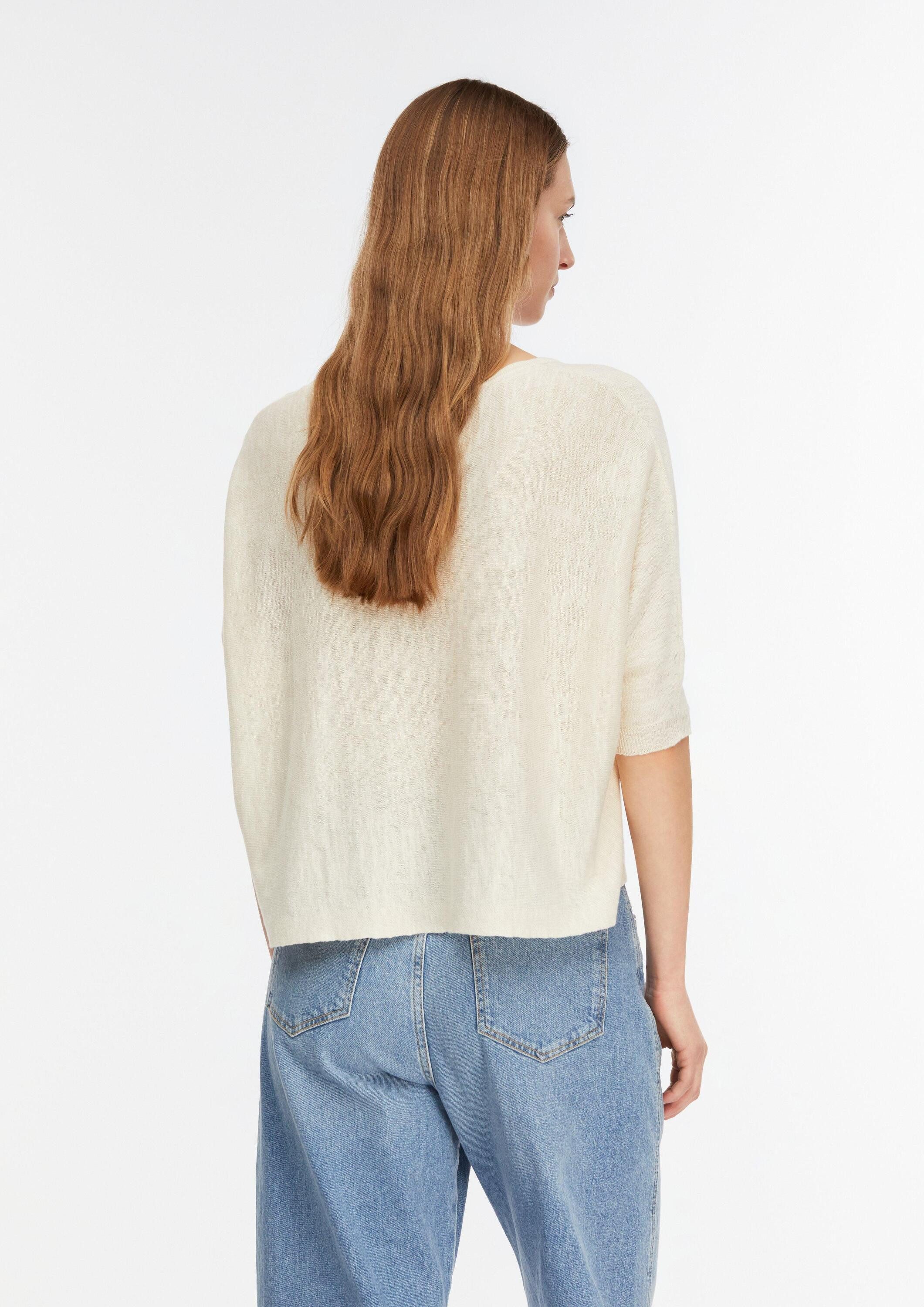 comma 3/4 Arm-Pullover Strickpullover Lockerer Feinstrickpullover aus Leinenmix