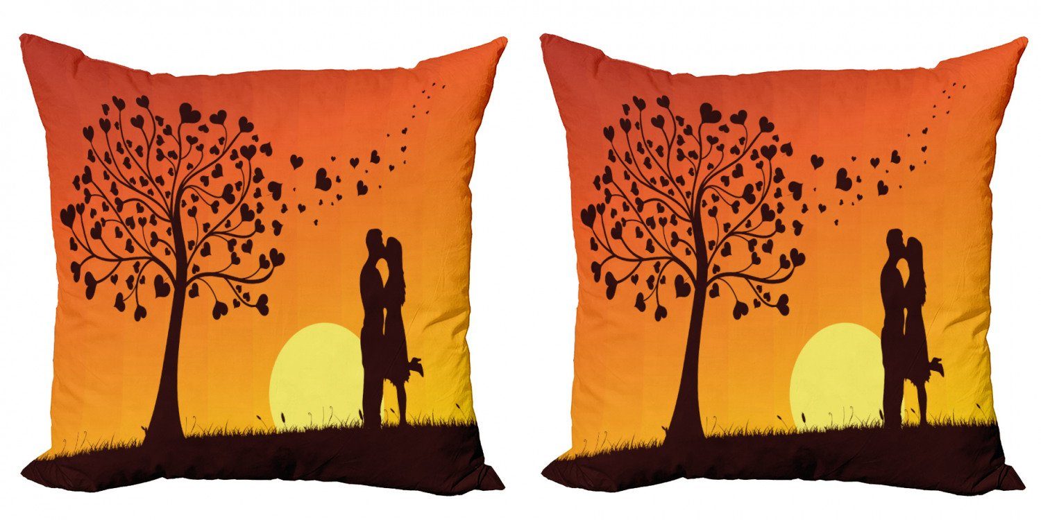 Kissenbezüge Modern Accent Doppelseitiger Digitaldruck, Abakuhaus (2 Stück), küssen Love Tree Romantisches Paar
