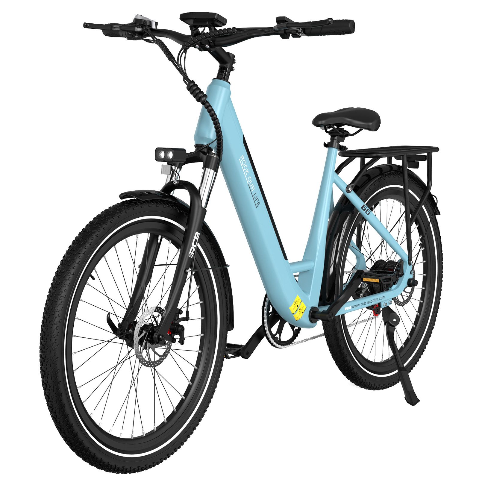 RCB TECH E-Bike Pedelec G6 für Stadt und Gelände, 27,5Zoll Damen Elektrofahrrad,Sport 30-50 km, 7 Gang, 250W Heckmotor, 374,4 Wh, (Set), APP, ebike Herren, Gepäckträger hinten