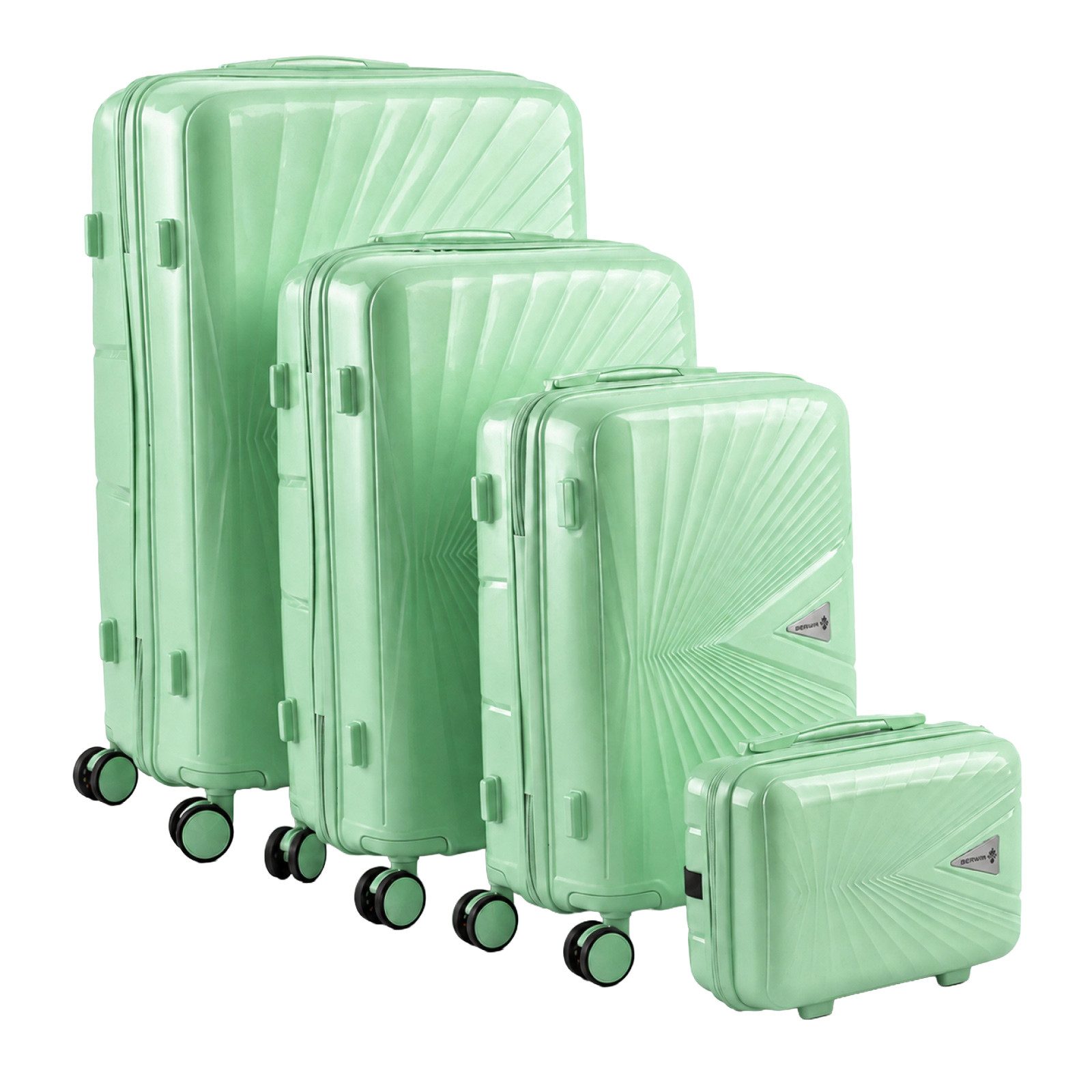 Berwin Trolleyset mit Beautycase Modell Cryta Fresh Mint, 4 Rollen, (Set, 4 tlg., MS-19766)