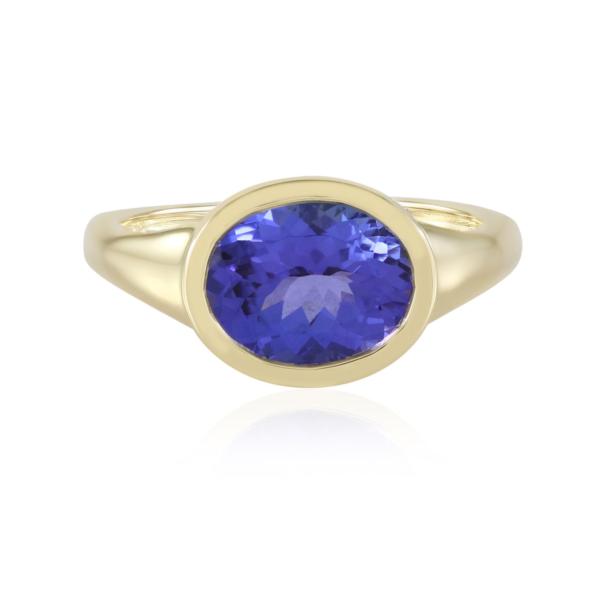 Cavill Solitärring 9 Karat Gelbgoldring, 2,7 ct AAA-Tansanit, oval, poliert, Damen (1-tlg)