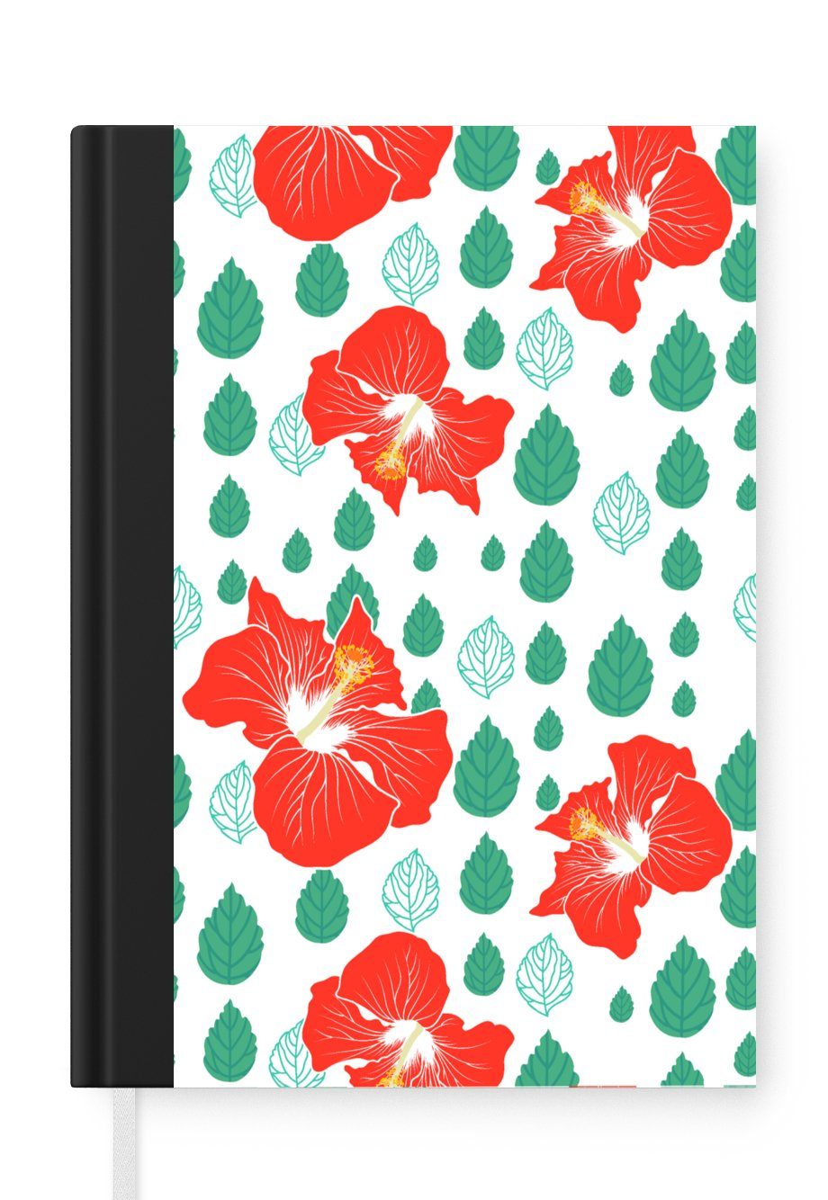 MuchoWow Notizbuch Hibiskus - Muster - Hawaii - Blume, Journal, Merkzettel, Tagebuch, Notizheft, A5, 98 Seiten, Haushaltsbuch