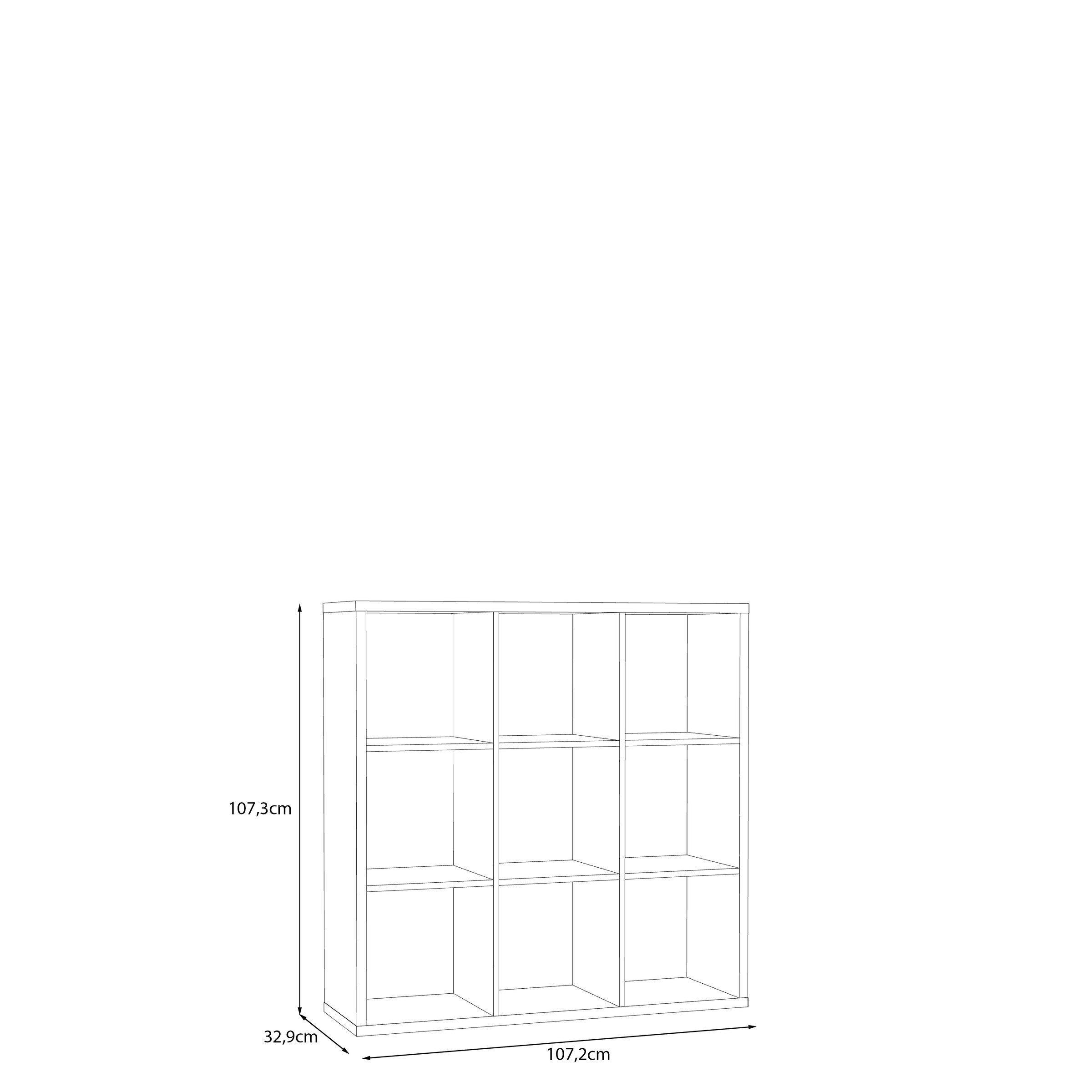 freiraum Raumteilerregal MAURO, 9 Fächer, Betonoptik Lichtgrau - 107,2x107,3x32,9cm (BxHxT)